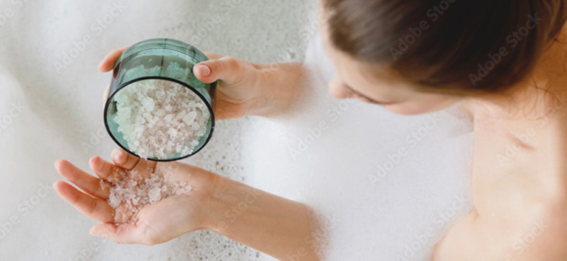 woman with Bath Salt Crystals